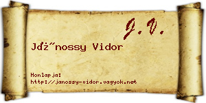 Jánossy Vidor névjegykártya